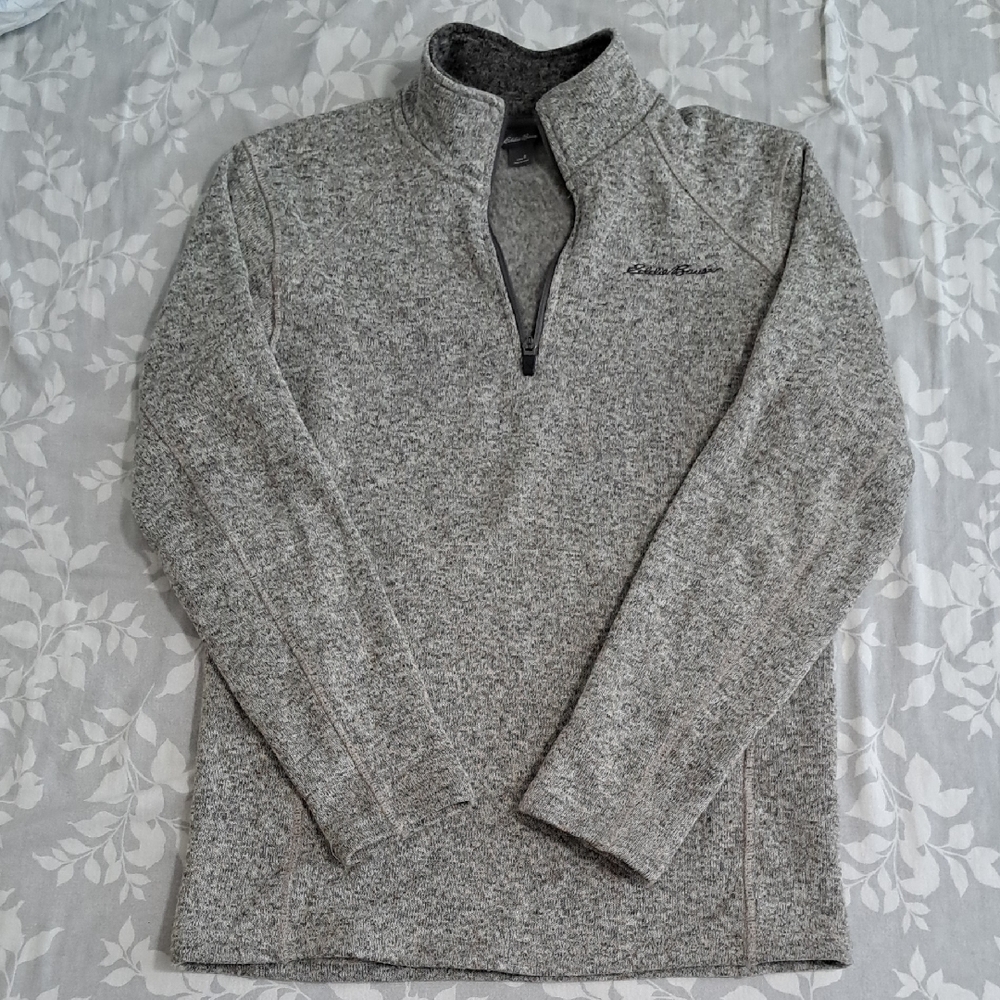 *Like New* Eddie Bauer Gray Knit Quarter-Zip Pullover